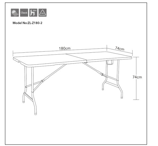 Стол складной пластиковый Angioletto 180 см. / Для дачи, туризма, пикника